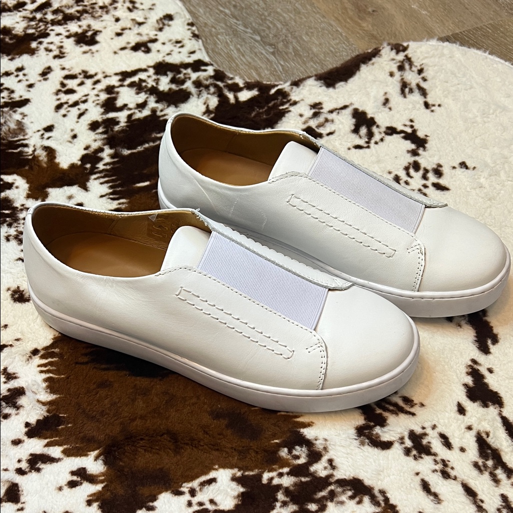 Garnet Hill White Leather Loafers Slip-On Shoes Women’s Size 39 8.5